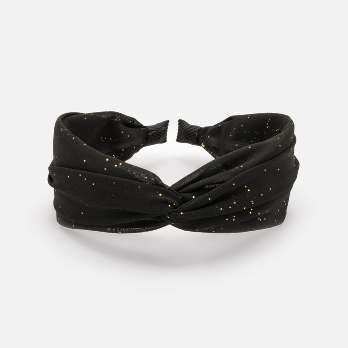 Bandeau noir avec boucle et confettis dorés