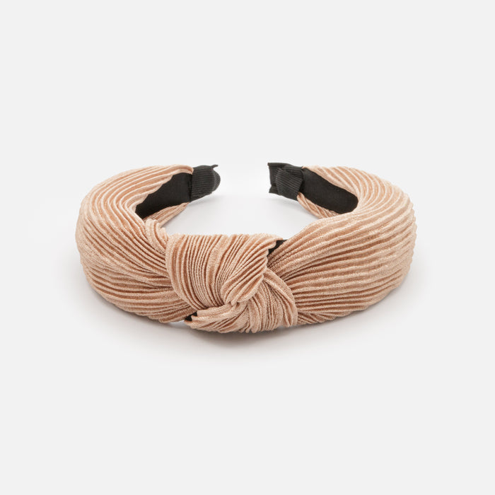 Bandeau vieux rose froissé avec boucle et fini satiné