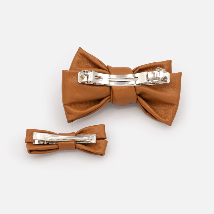 Ensemble Mini & Me pinces caramel en forme de boucle