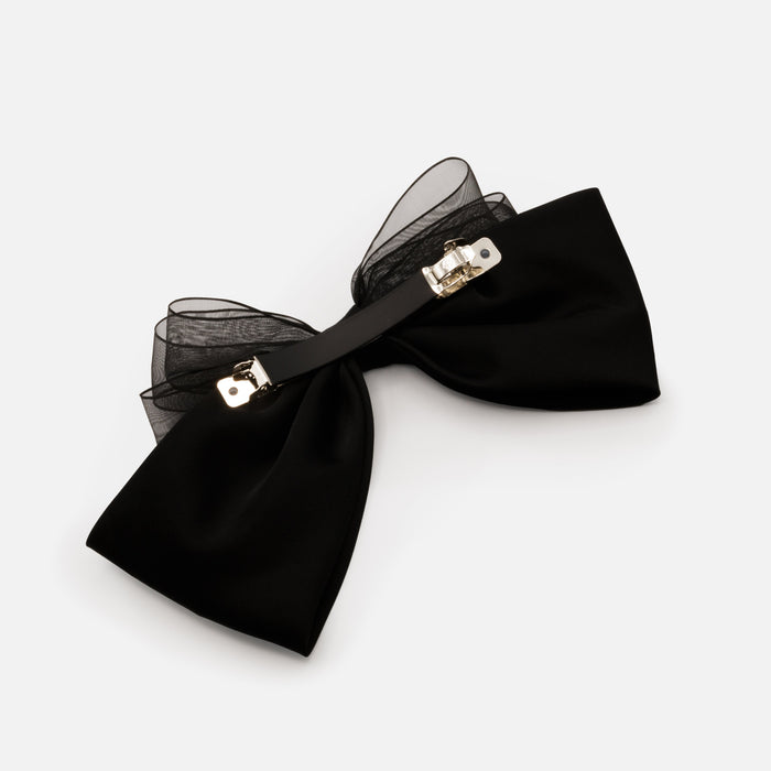 Pince boucle noire en satin et en organza