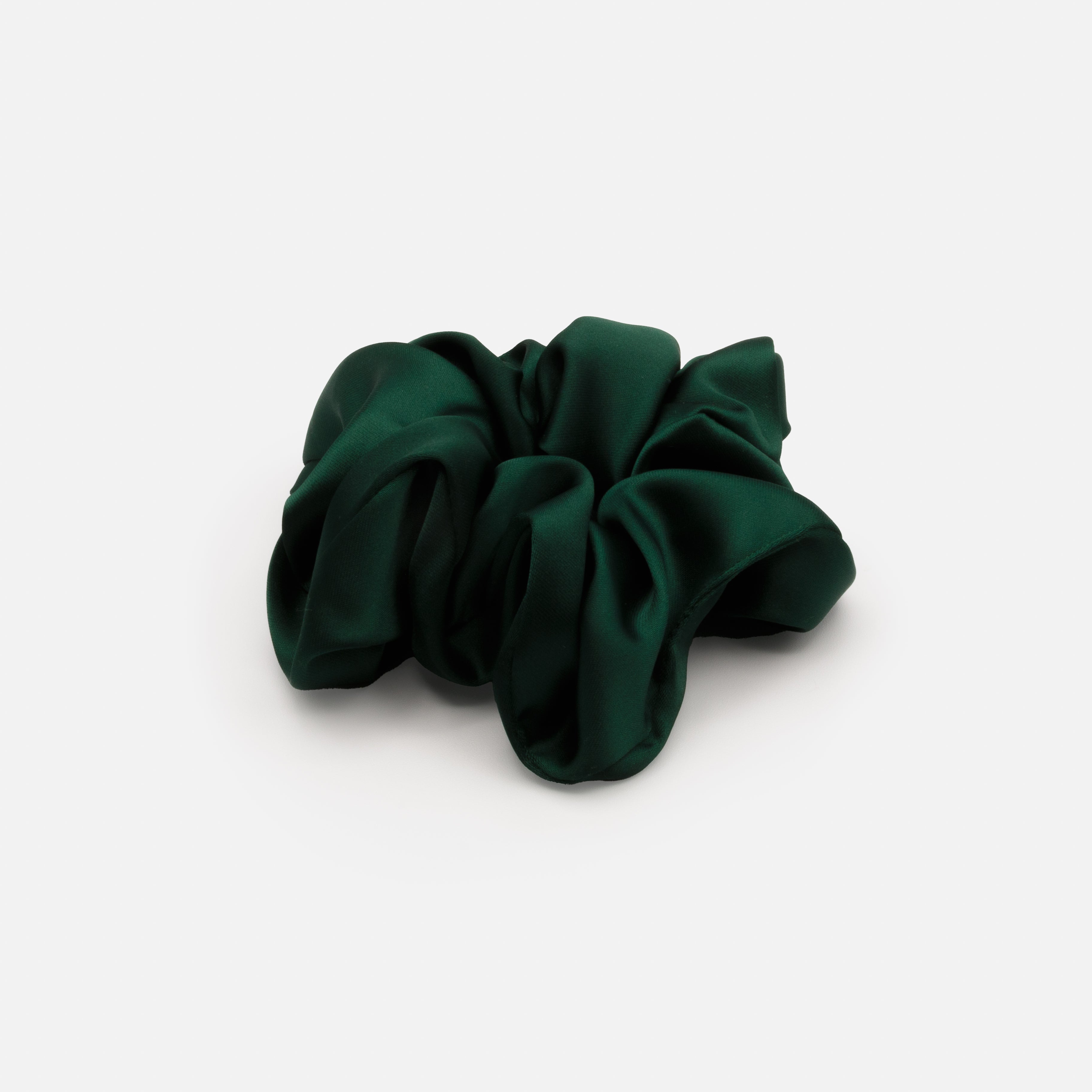 Dark green satin scrunchie