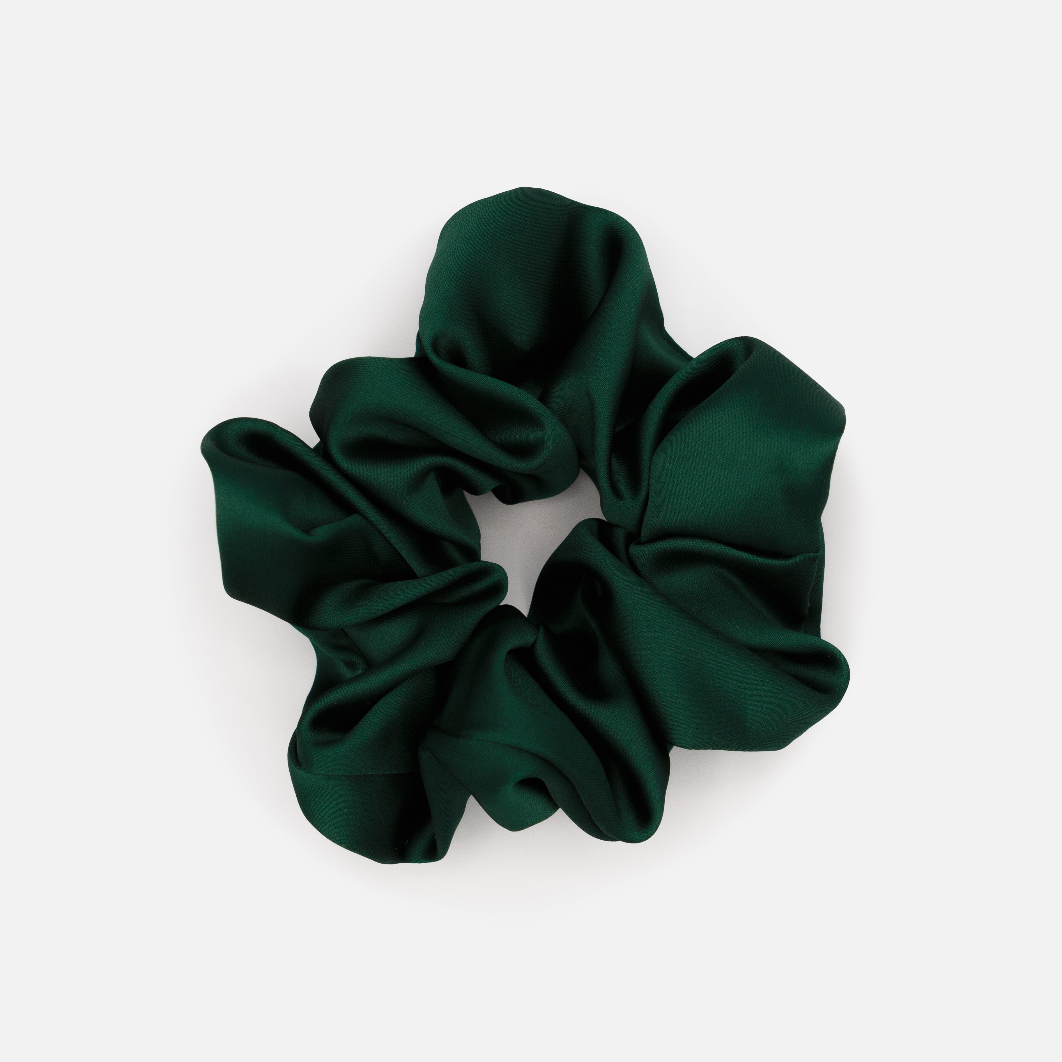 Dark green satin scrunchie