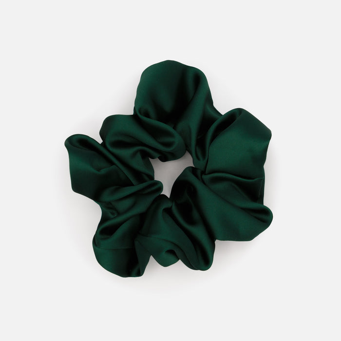 Chouchou satiné vert foncé
