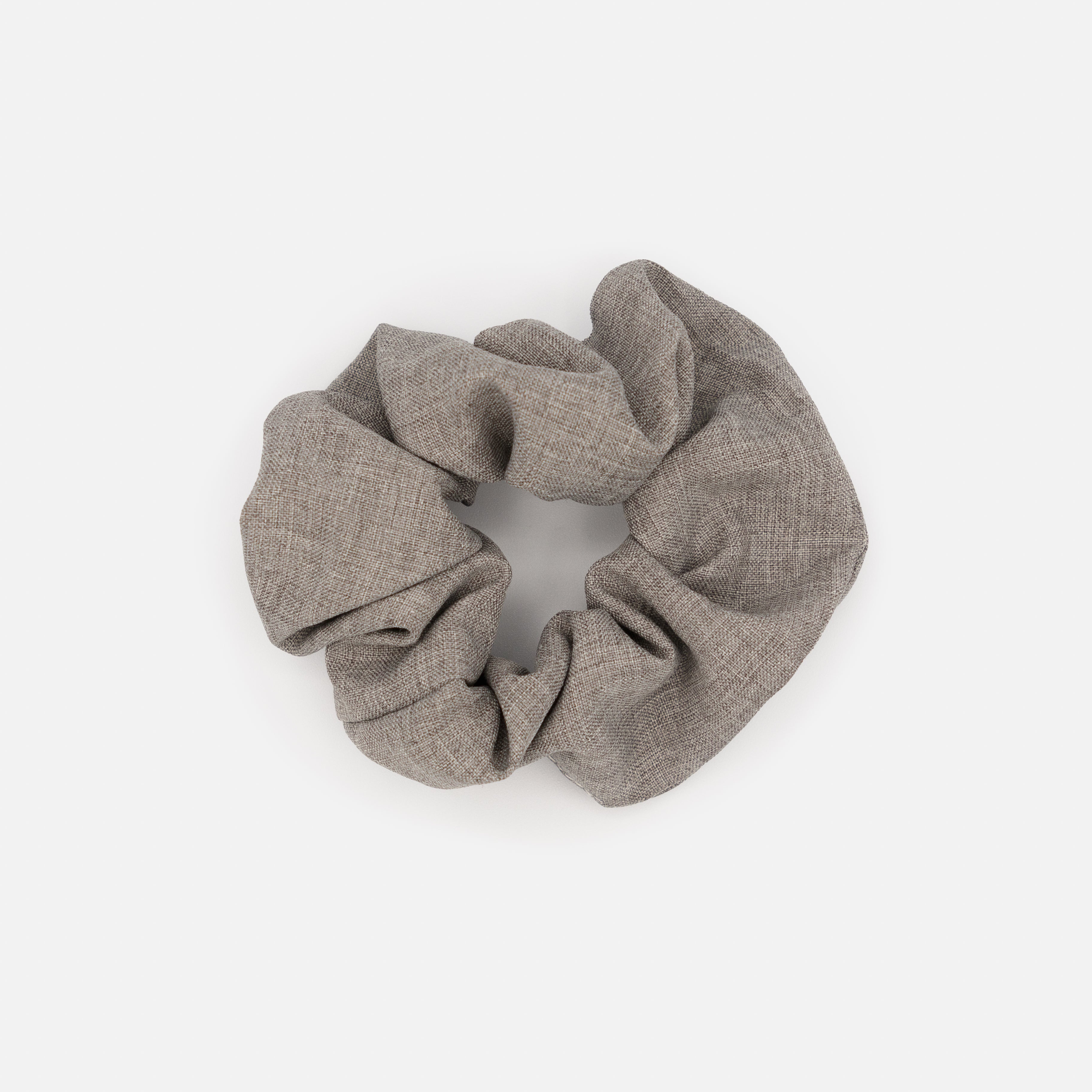 Gray linen scrunchie