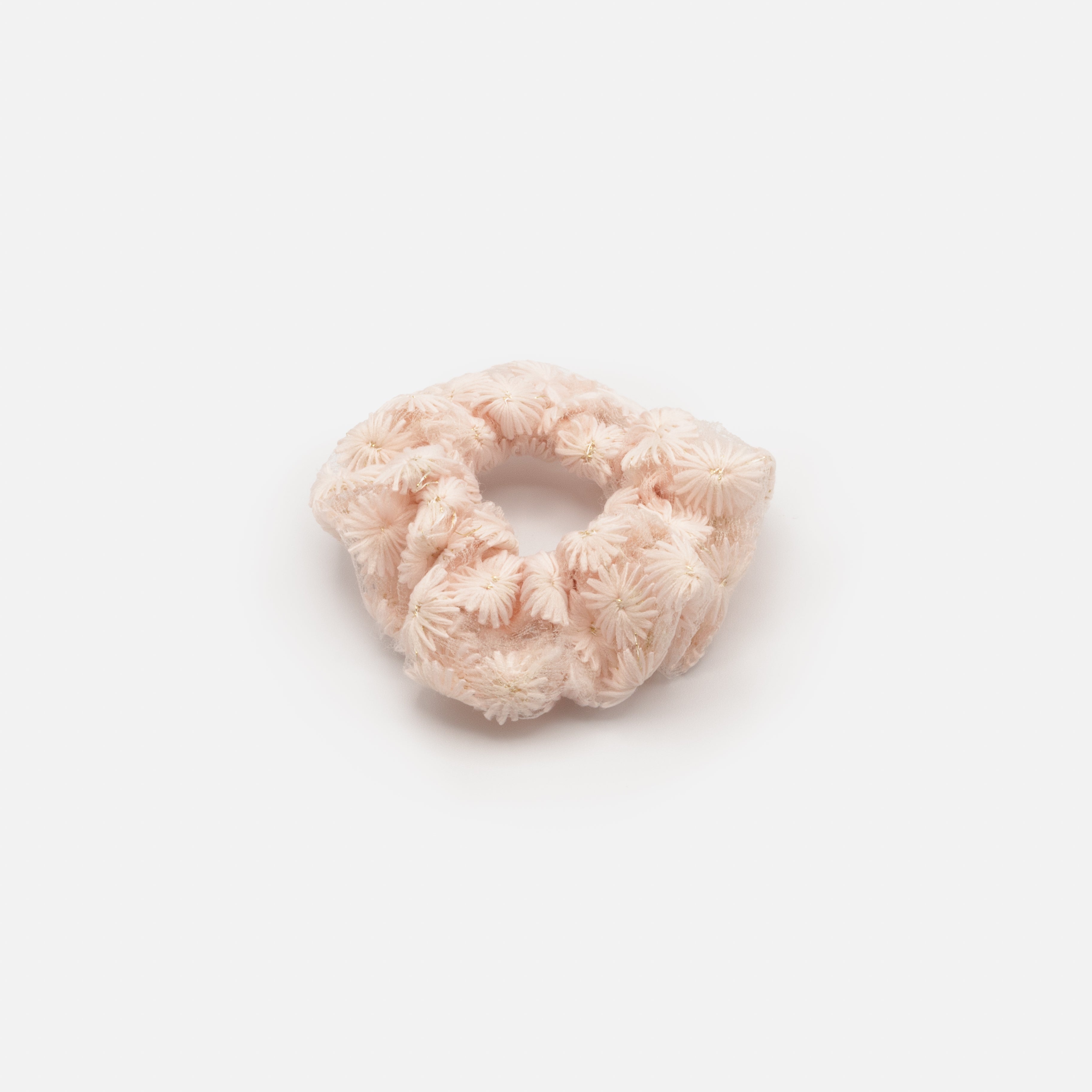 Pale pink flower scrunchie