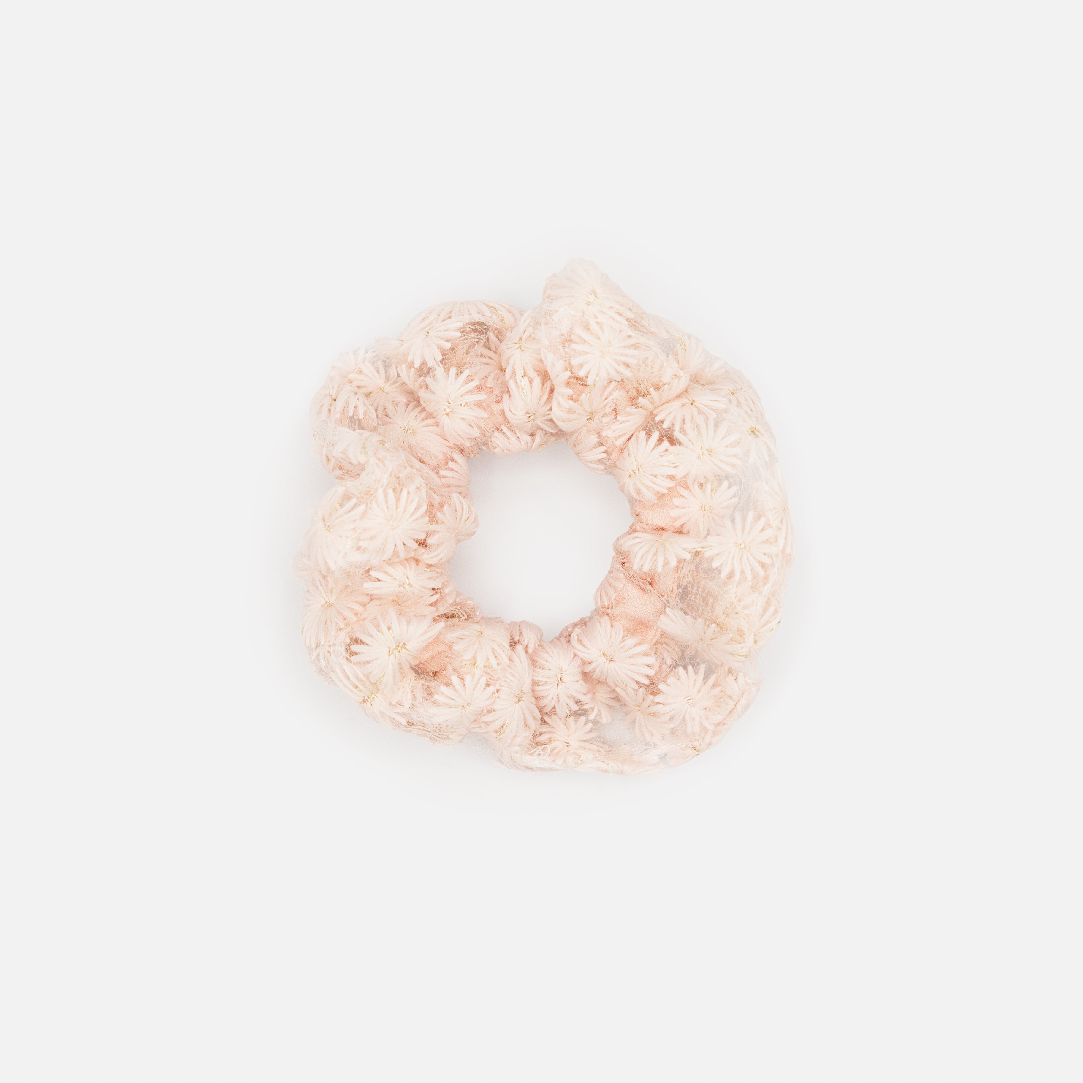 Pale pink flower scrunchie