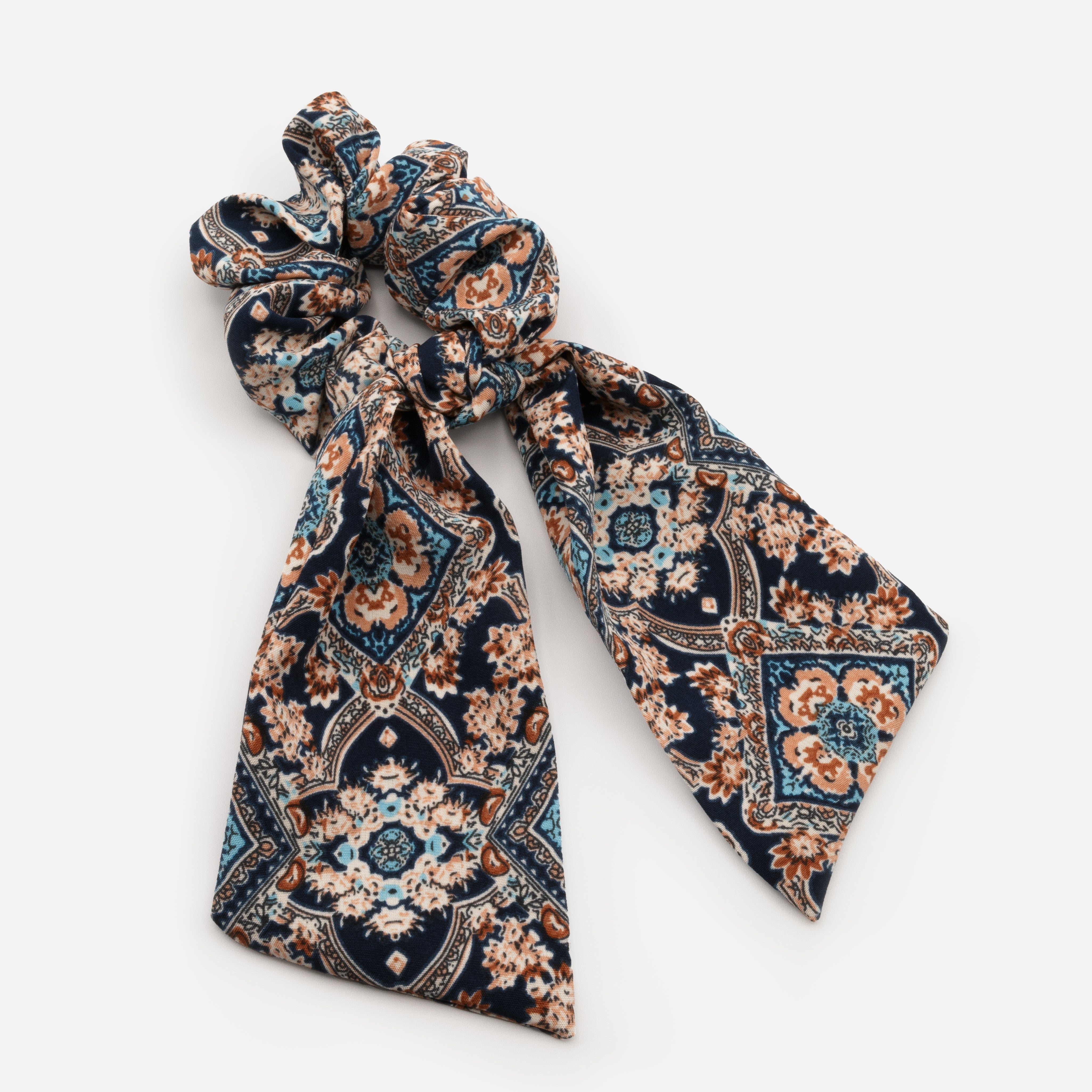 Paisley pattern scrunchie with a loop effect