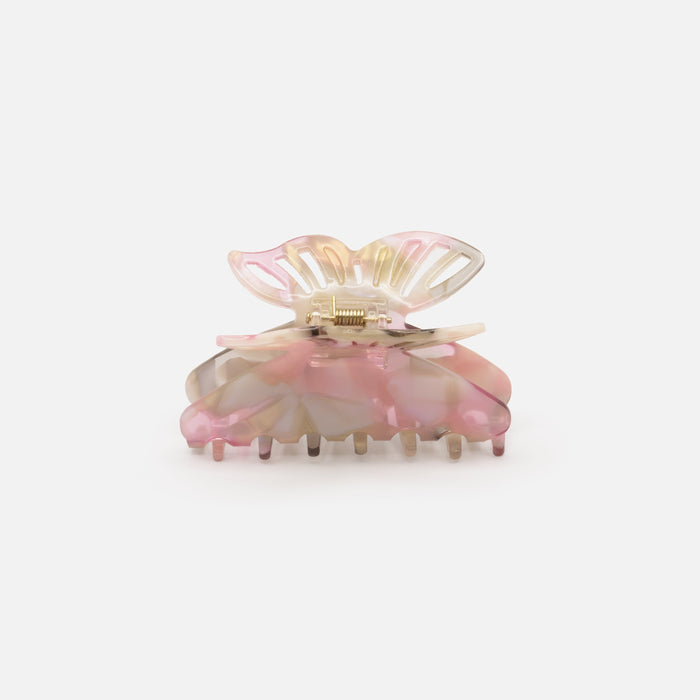 Pince papillon rose et dorée