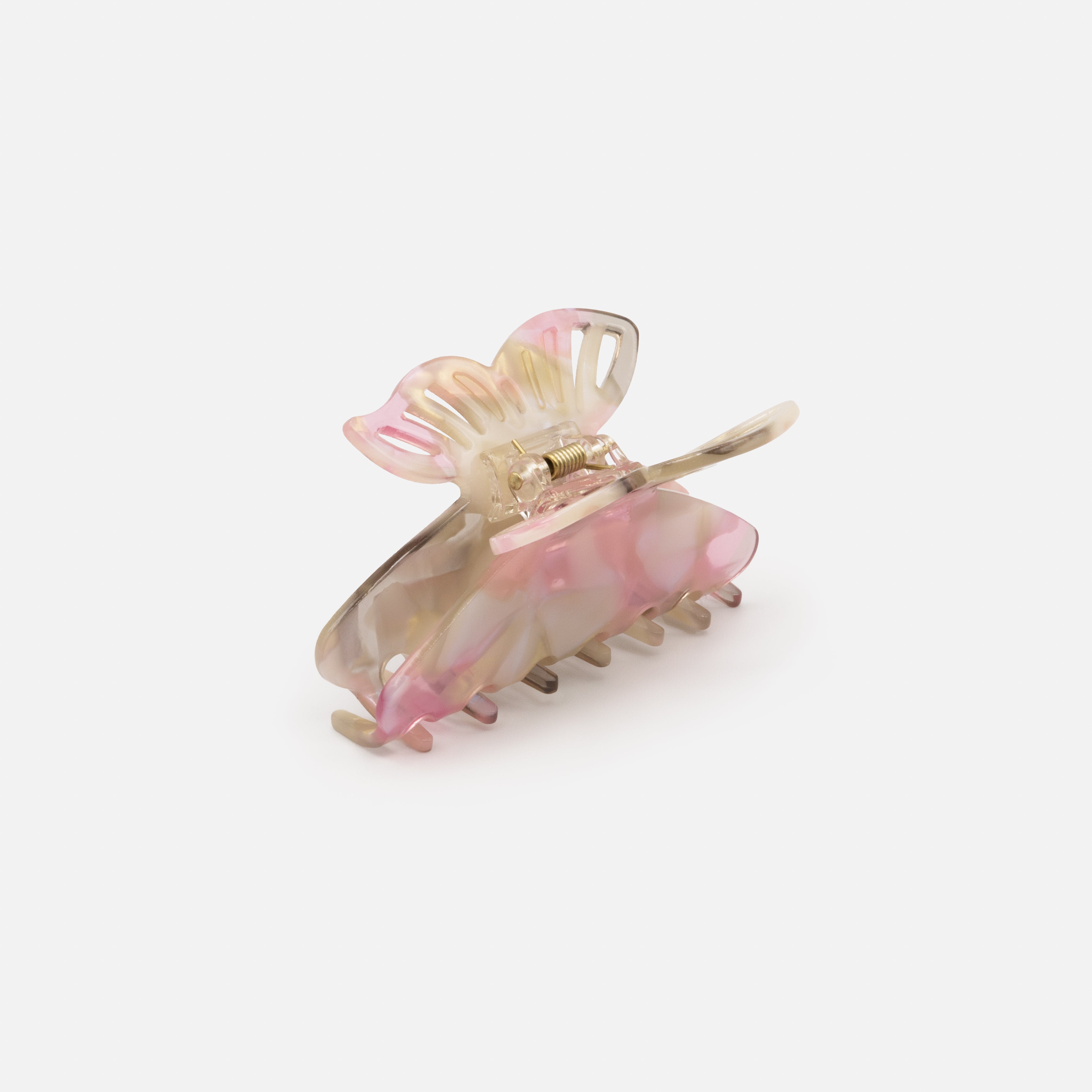 Pince papillon rose et dorée