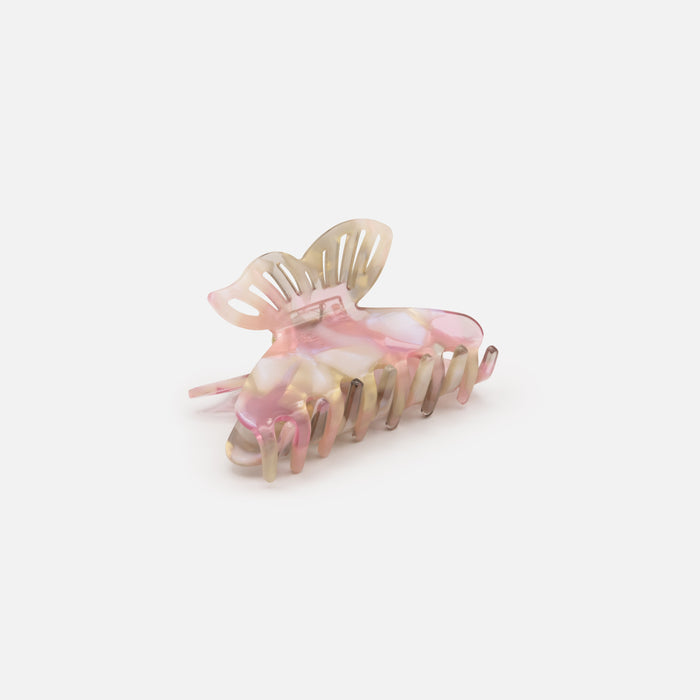Pince papillon rose et dorée