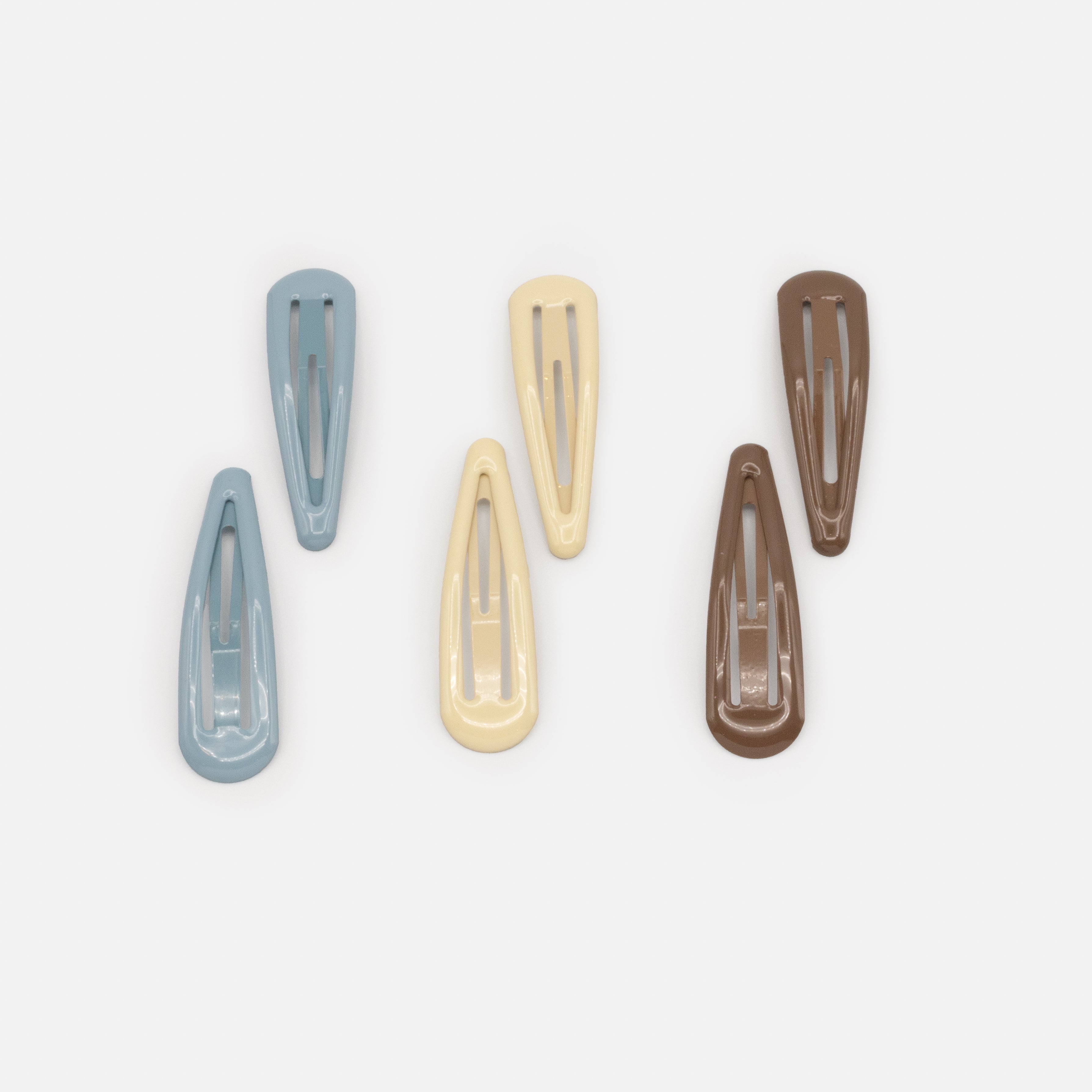 Set of six brown, ivory &amp; pale blue clips