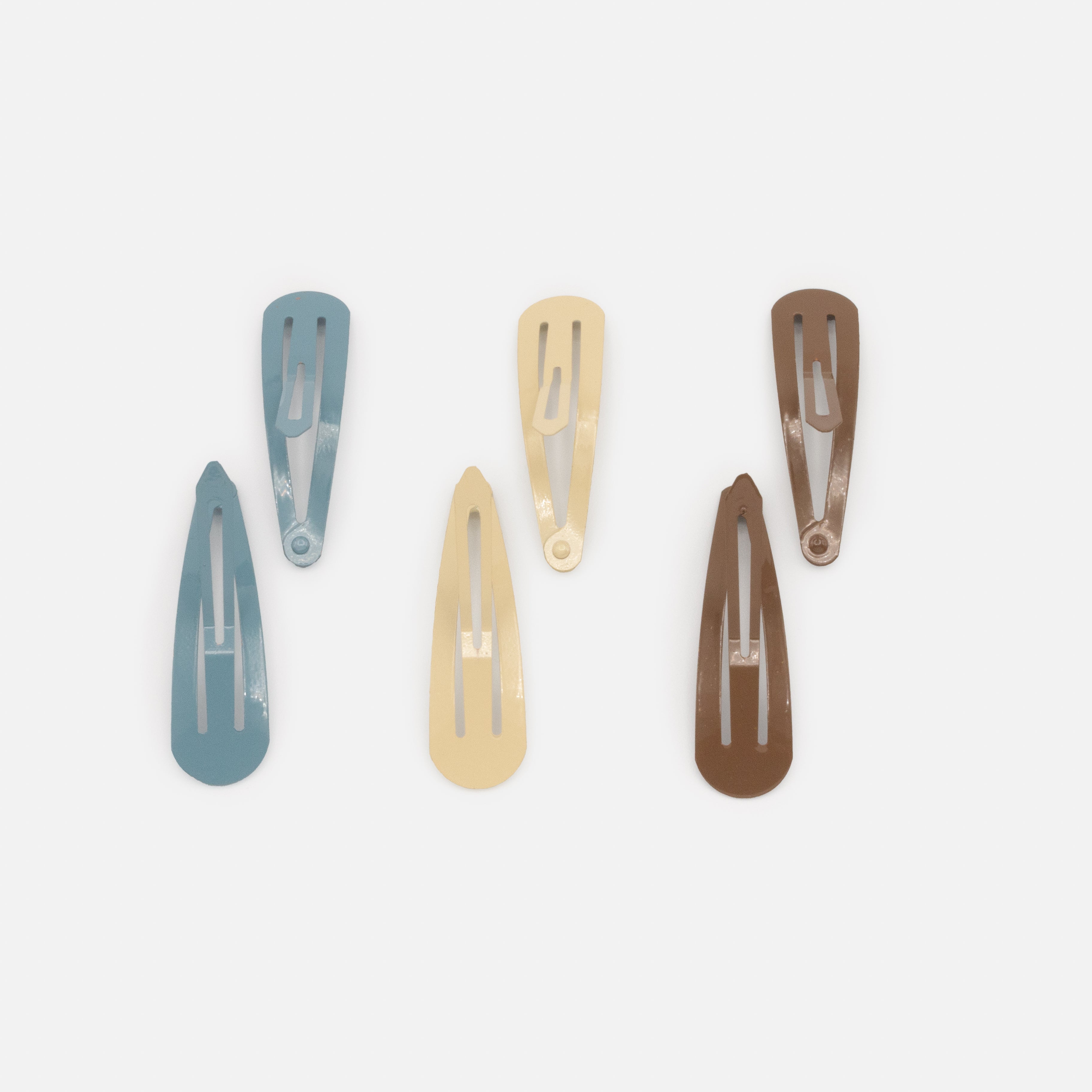 Set of six brown, ivory &amp; pale blue clips
