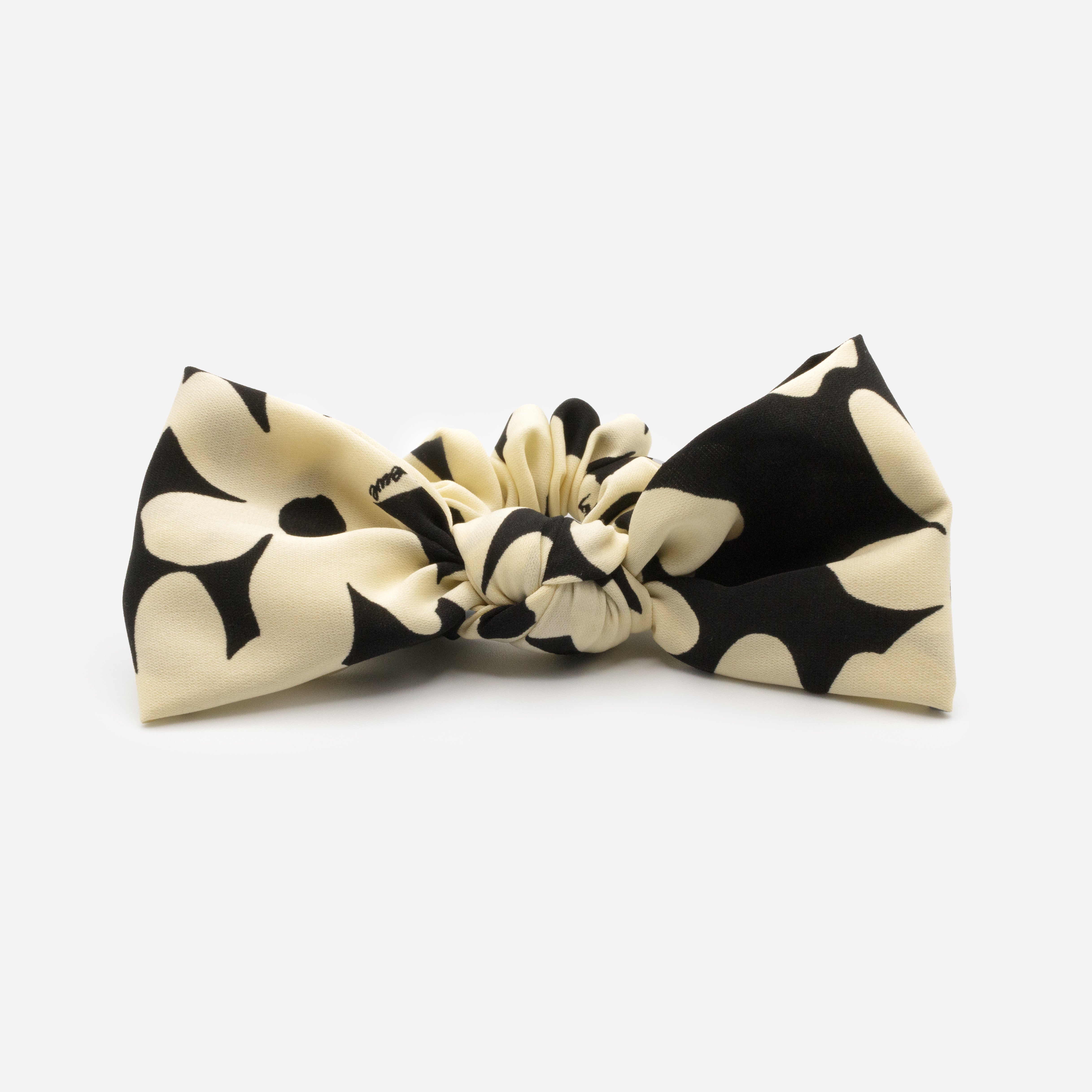 Black &amp; Ivory Floral Scrunchie with Bow