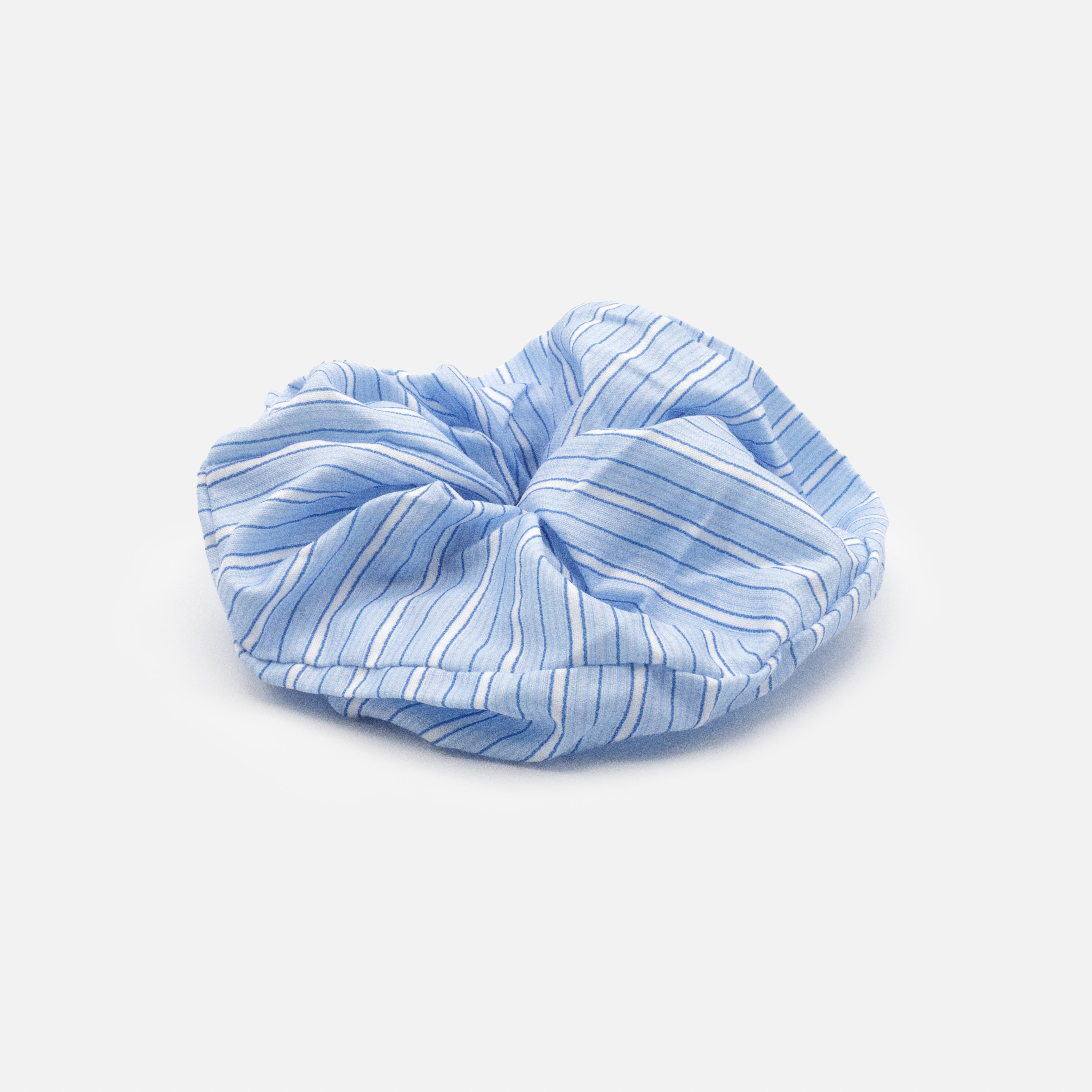 Large blue &amp; white striped scrunchie