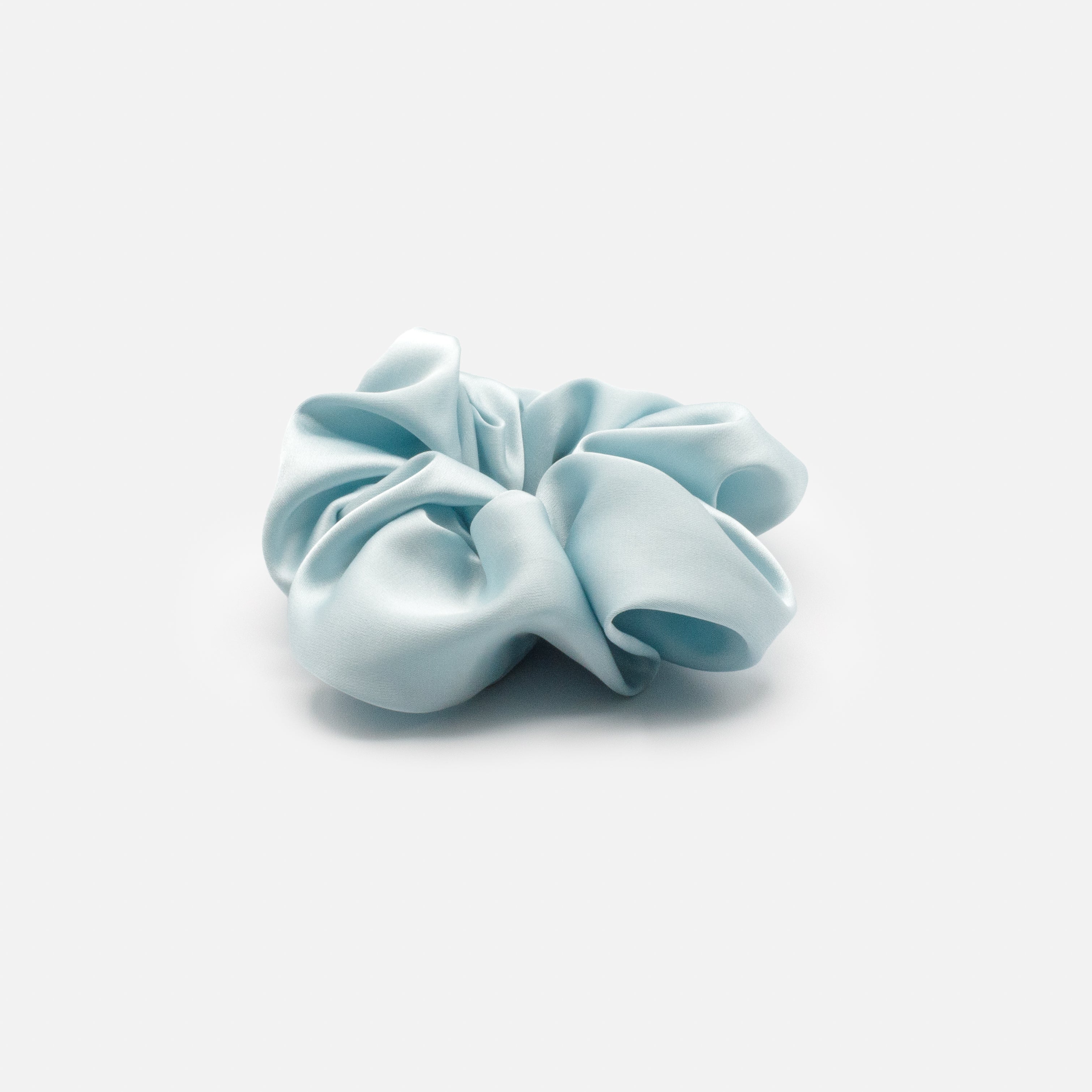Pale blue satin scrunchie