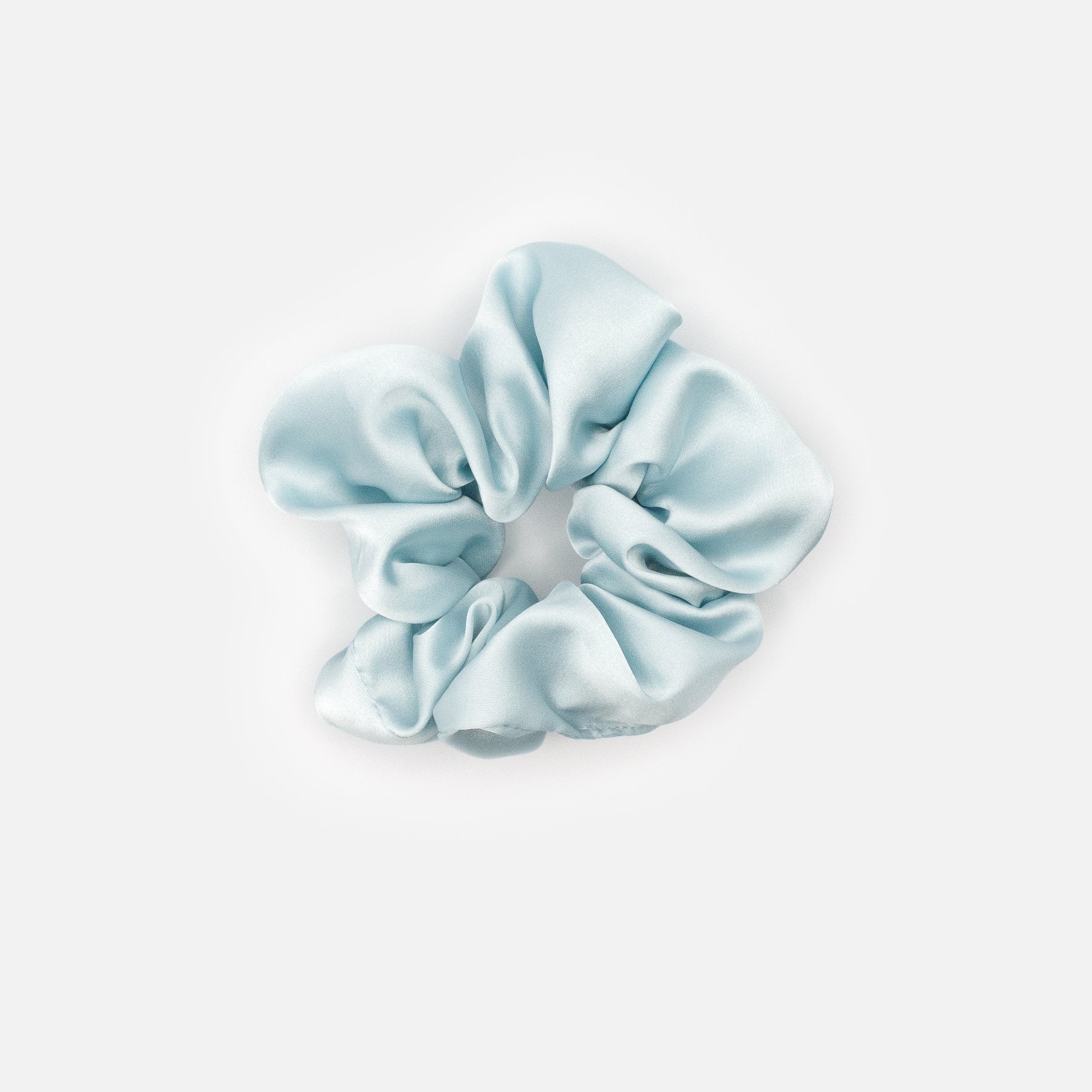 Pale blue satin scrunchie