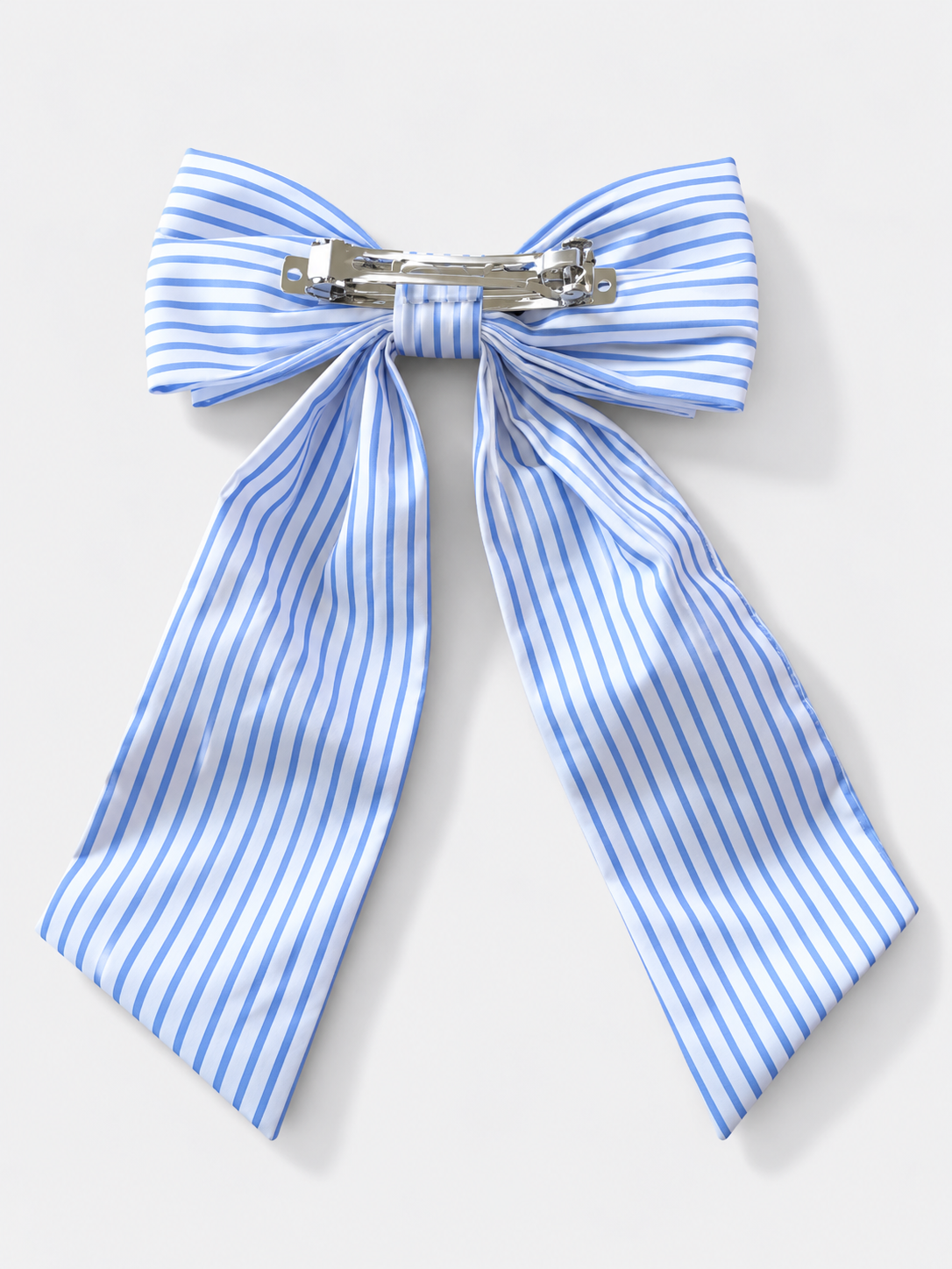 Barrette à nœud rayé bleu et blanc