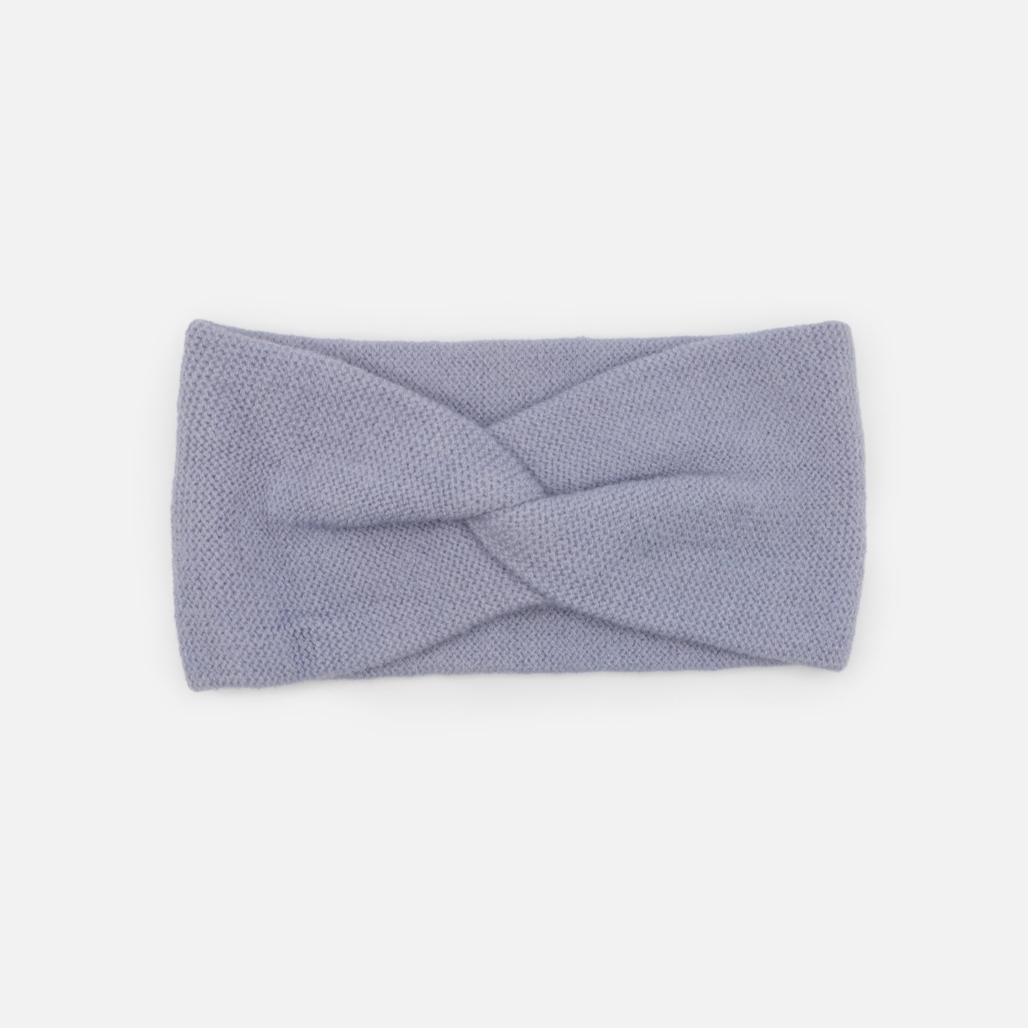 Powder blue small knit headband with buckle