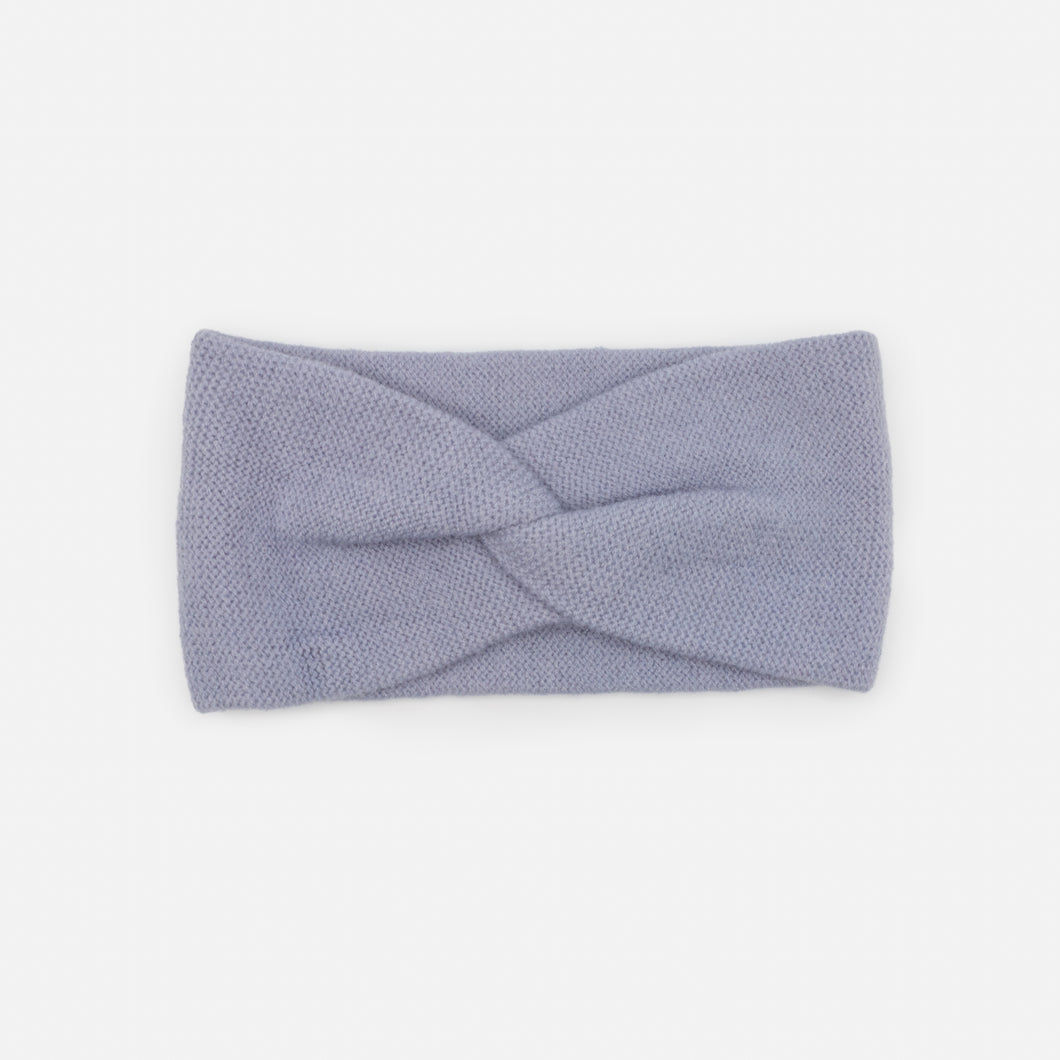 Powder blue small knit headband with buckle