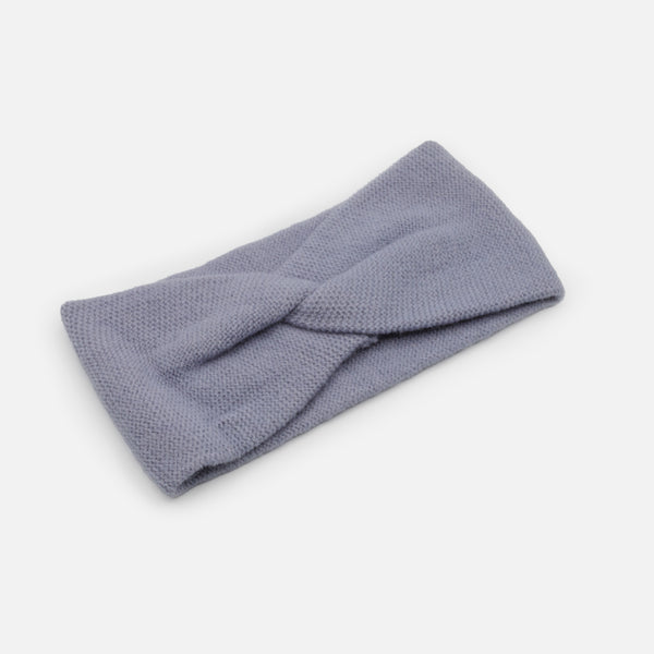Charger l&#39;image dans la galerie, Bandeau bleu poudre en tricot à petites mailles avec boucle
