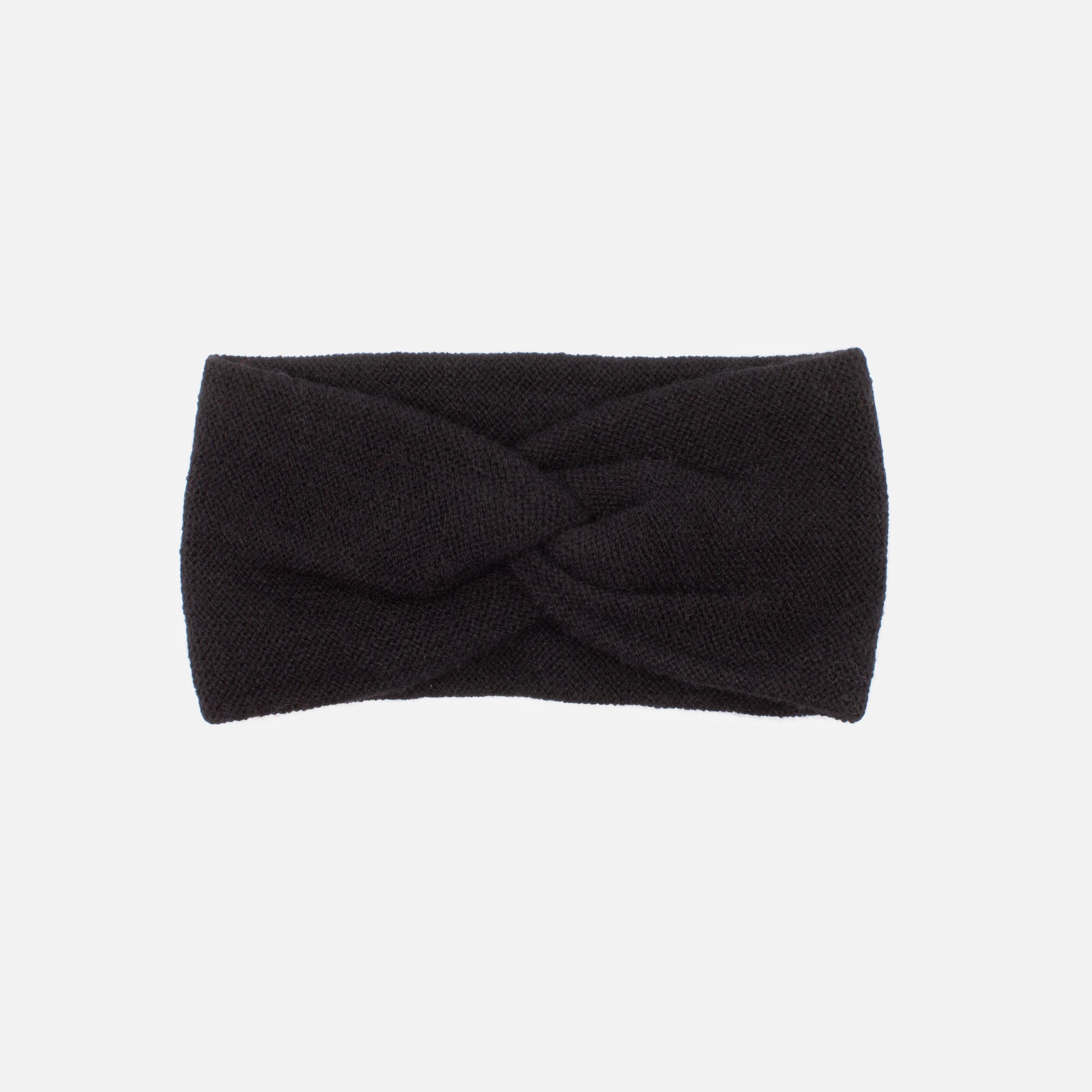 Black small knit headband with buckle
