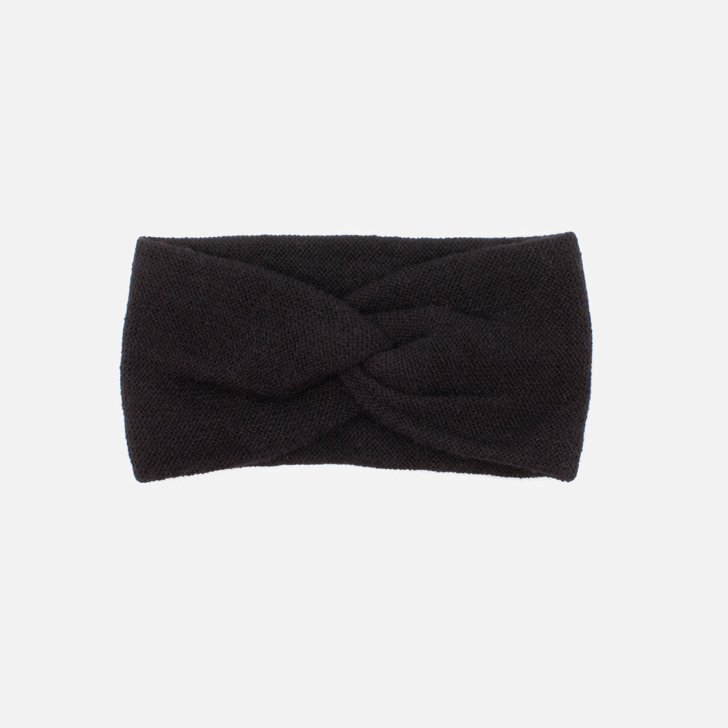 Bandeau noir en tricot à petites mailles avec boucle