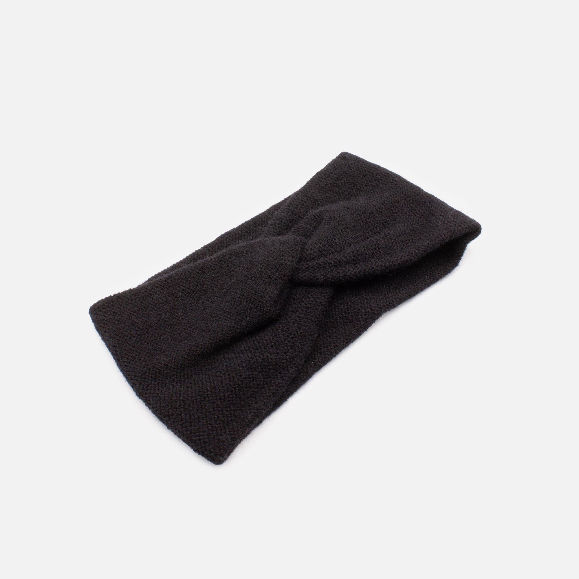 Black small knit headband with buckle