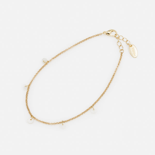 Load image into Gallery viewer, Gold anklet with small pearly discs
