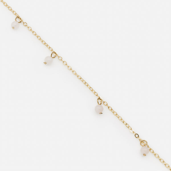 Load image into Gallery viewer, Gold anklet with pale pink beads
