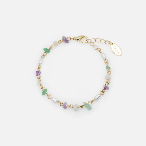 Load image into Gallery viewer, Golden bracelet series of pearls and colored stones
