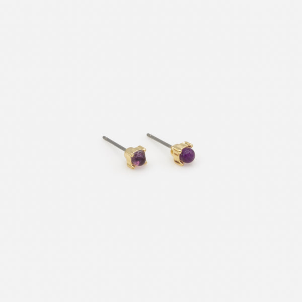 Load image into Gallery viewer, Set of three golden fixed earrings with colored round stones
