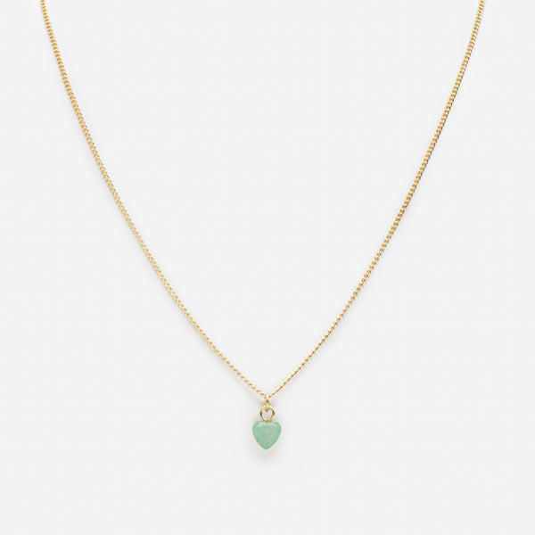 Charger l&#39;image dans la galerie, Collier doré pendentif coeur en pierre turquoise
