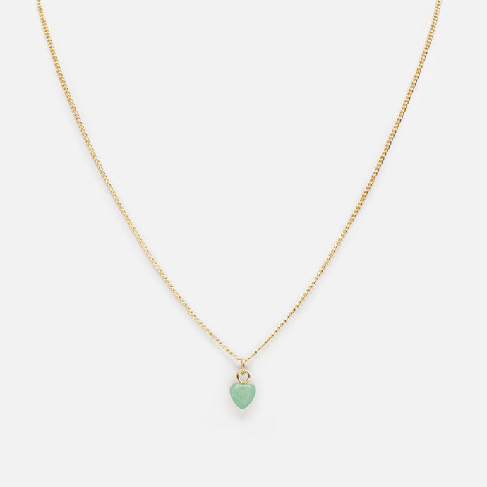 Collier doré pendentif coeur en pierre turquoise