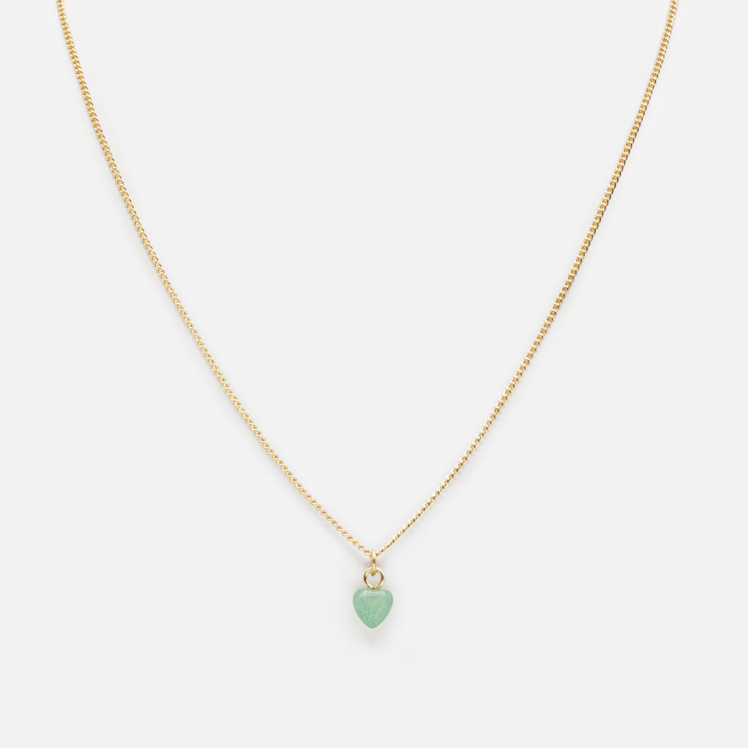 Collier doré pendentif coeur en pierre turquoise