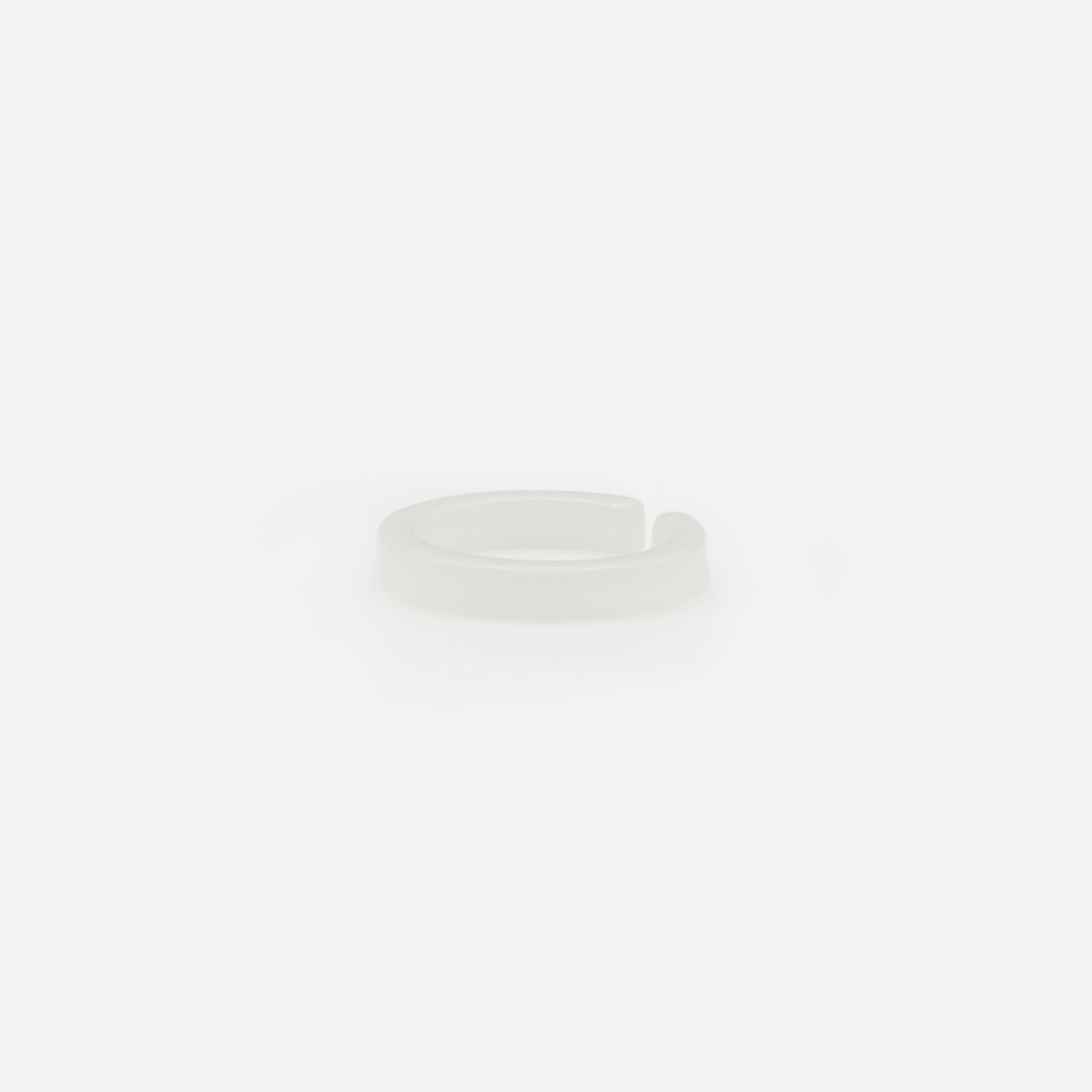 Set of two translucent white and textured silver open rings