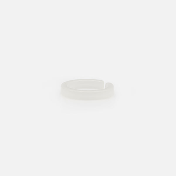 Load image into Gallery viewer, Set of two translucent white and textured silver open rings
