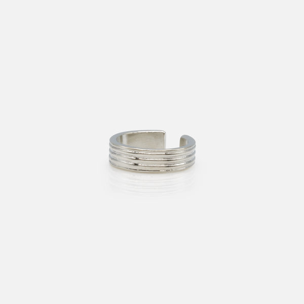 Load image into Gallery viewer, Set of two translucent white and textured silver open rings
