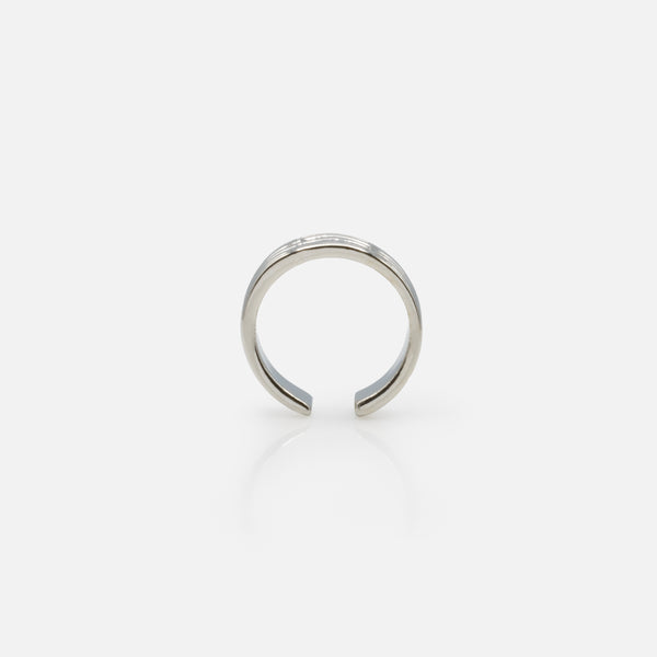 Load image into Gallery viewer, Set of two translucent white and textured silver open rings
