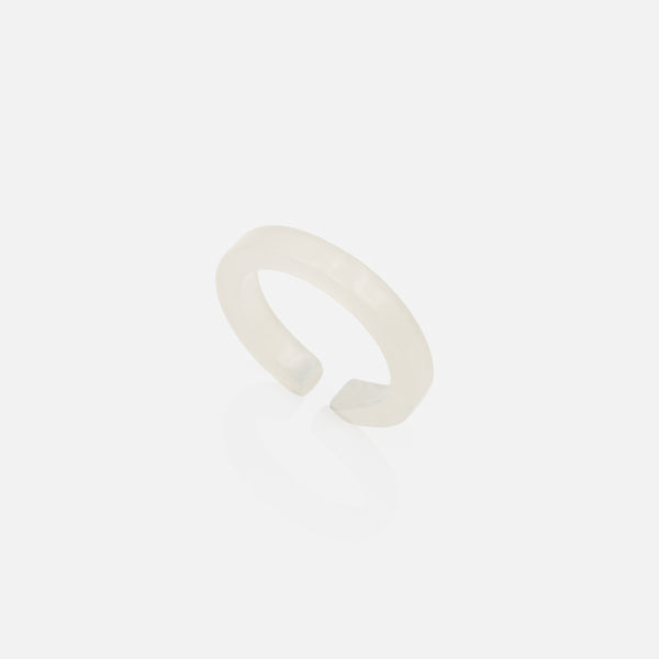 Load image into Gallery viewer, Set of two translucent white and textured silver open rings
