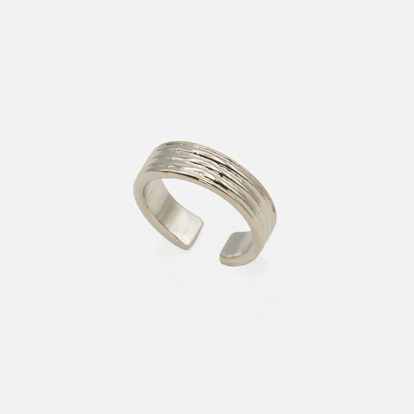 Load image into Gallery viewer, Set of two translucent white and textured silver open rings
