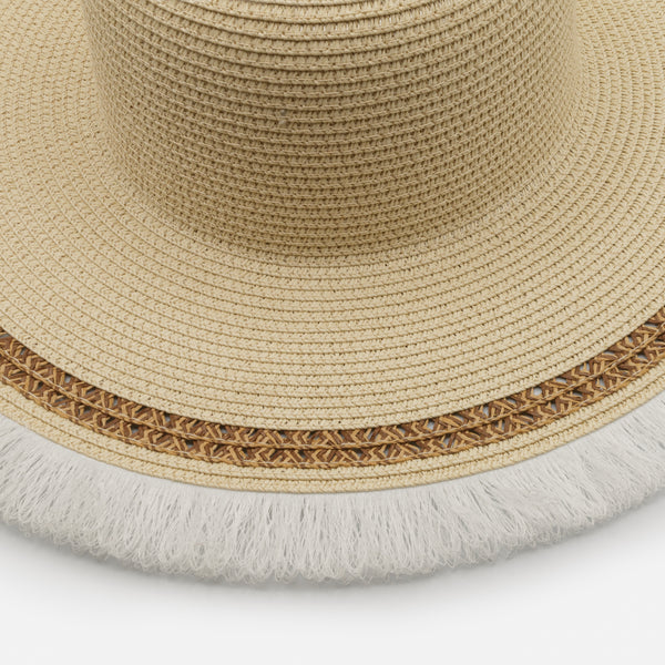 Load image into Gallery viewer, Straw hat with white fringe

