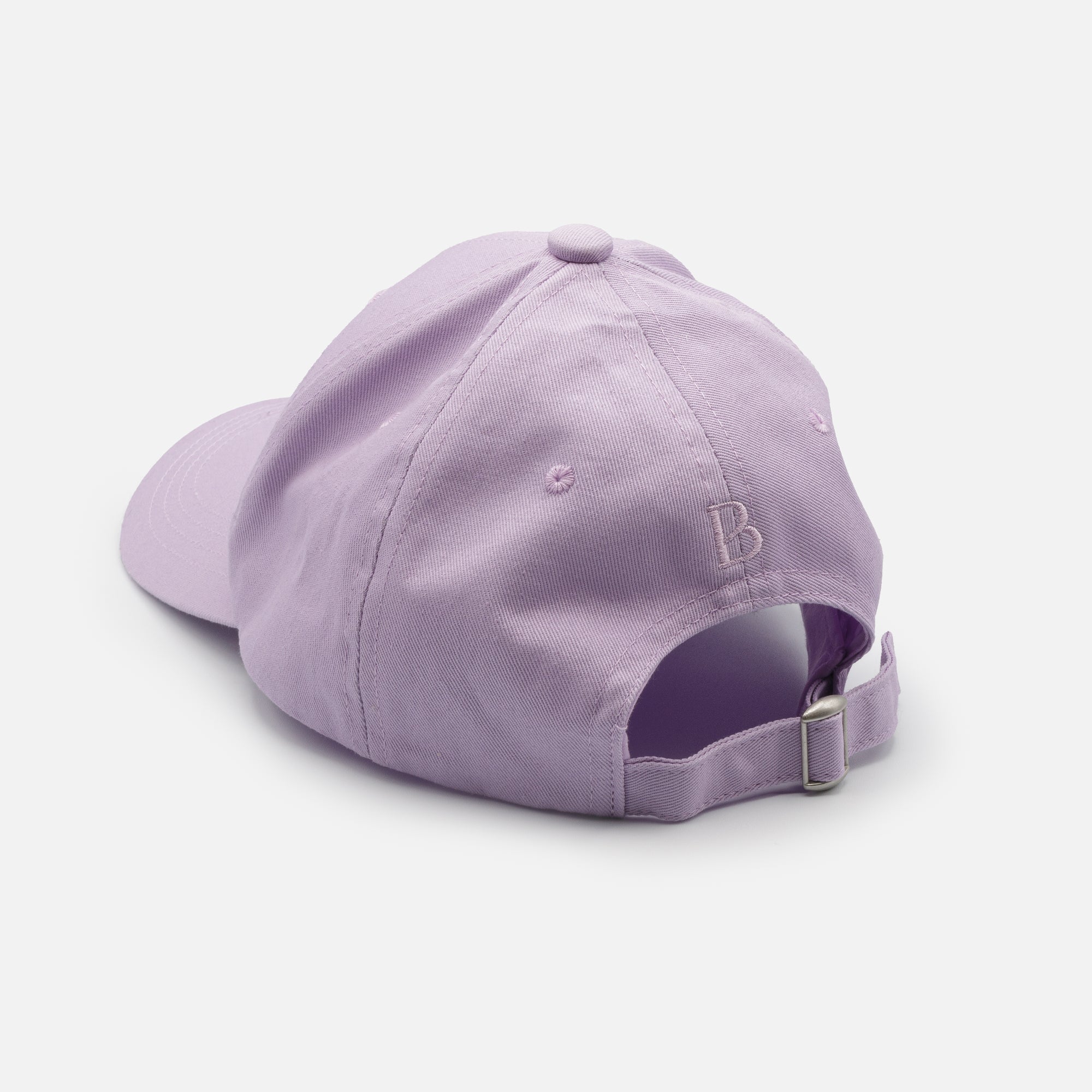 Lilac cap with white butterfly embroidery