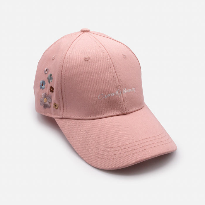 Casquette rose "Currently blooming" avec fleurs brodées