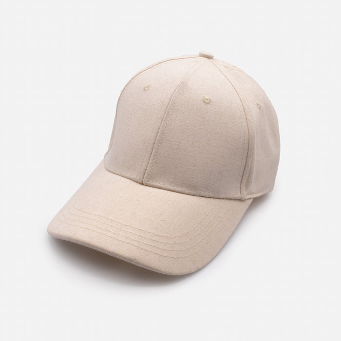 Casquette ivoire en lin avec sangle en similicuir