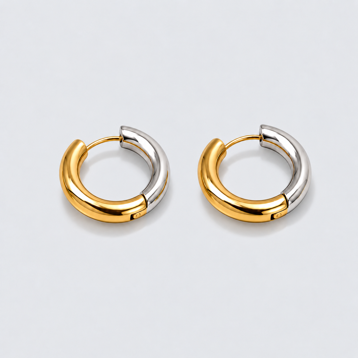 Boucles d’oreilles anneaux deux tons en acier inoxydable