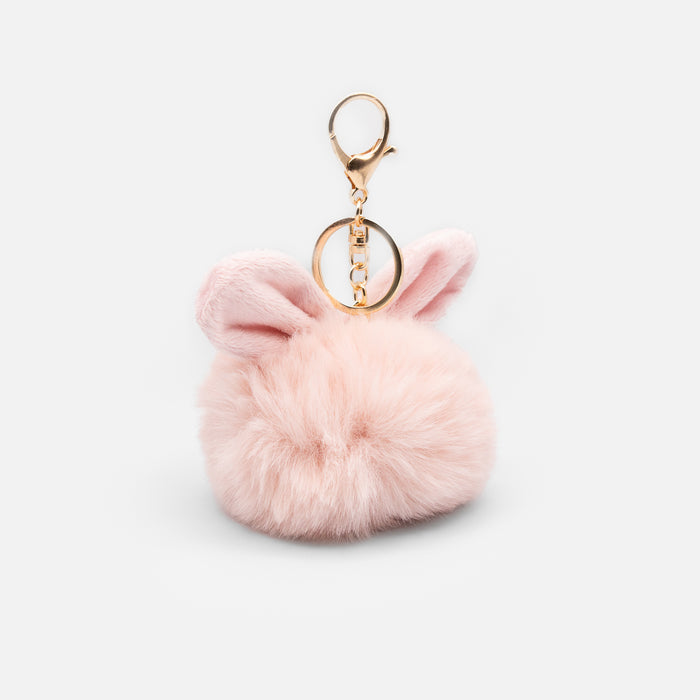 Porte-clés boule de poil rose