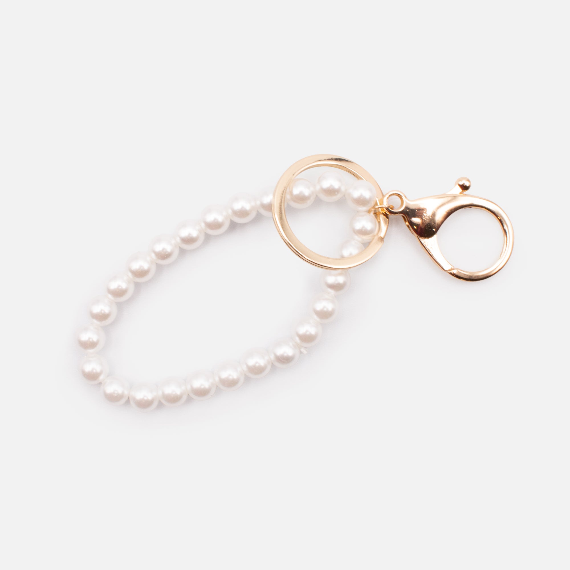 Gold bead bracelet keyring