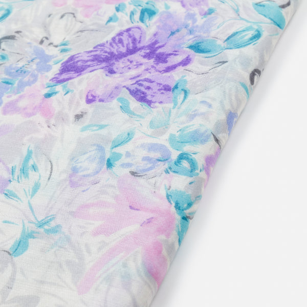 Load image into Gallery viewer, Light purple, pink and blue floral print scarf
