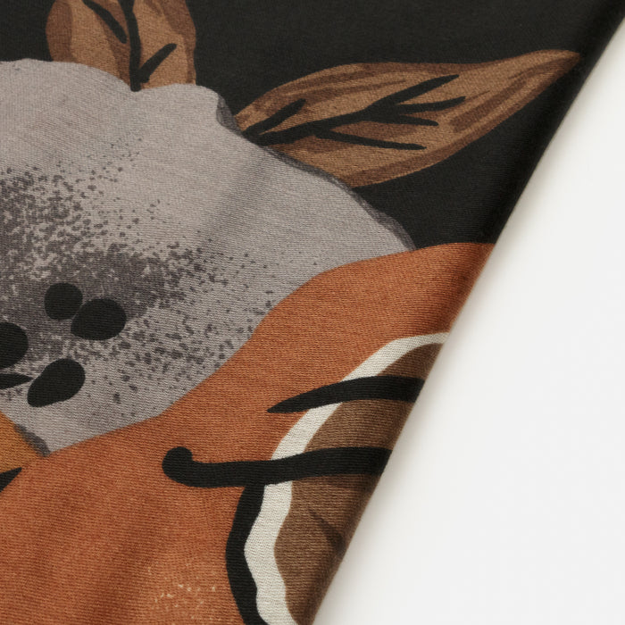 Foulard léger à imprimé floral noir et brun