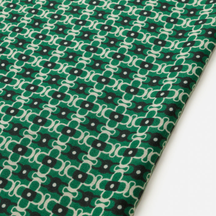 Foulard léger vert à imprimé de petites fleurs ivoire et marine